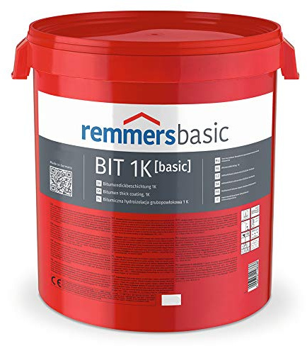 Remmers 30 Liter ECO Bitumendickbeschichtung 1K, Polystyrolgefüllt, Wasserdicht, Dichtungsmittel, Abdichtung Neu- und Altbau, Beton, Glas, Zement, Stein, Metall