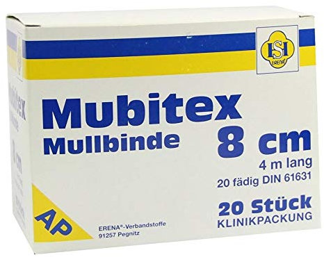 MUBITEX Mullbinden 8 cm ohne Cello 20 St