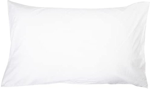 Amazon Basics Federe per cuscino in 100% cotone, con cerniera, 50 x 80 cm, confezione da 4, bianco