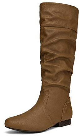 DREAM PAIRS Women's Knee High Boots and Pull On Fall Weather Boots, Ladies' Fashion and Comfortable Walking Boots, Zippers Boots, and Flats,Size 6,Camel,BLVD