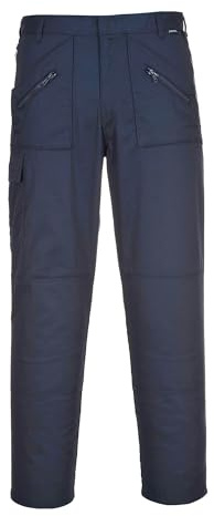Portwest S887 Action Trousers Multi Pocket Secure Storage Reinforced Seams | Navy, 42 Waist, UPF 50+, Straight Fit, Durable Polycotton Fabric, 35% Cotton, 65% Polyester, Zip Front, Zip Closure, Workwear