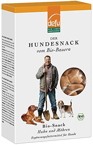 defu Hundesnack | 1 x 200 g | Bio Hundekekse Huhn & Möhren | Premium Bio Leckerlis für Ihren Hund
