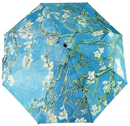 GloDeals Automatic Umbrella, Creative Oil Painting Automatic Folding Umbrella Anti UV Sunblock Sun Protection Parasol Rain/Sun Umbrella for Ladies (blue)