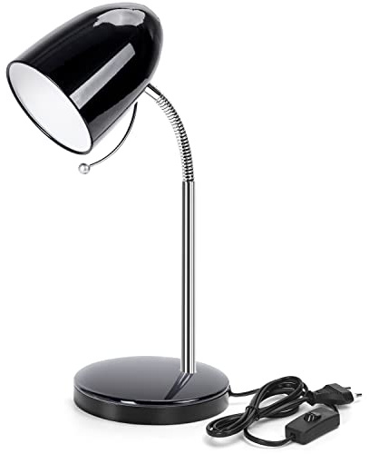 Aigostar Schreibtischlampe Kinder Retro E27, Desk Lamp mit Flexibler Metallarm, Metallische Tischlampe ohne Glühbirne, Nachttischlampe,153 cm Kabel mit Schalter, Schwarz