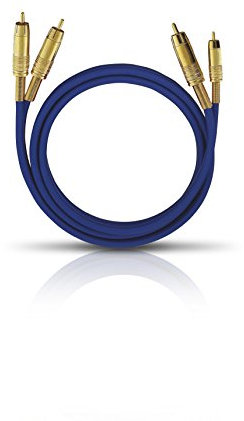 Oehlbach NF 1 Master 200 - Hervorragendes analoges Stereo Audio-Cinchkabel - 2X Cinch/2x Cinch, Vollmetallstecker, Schirmung - 2 m - blau