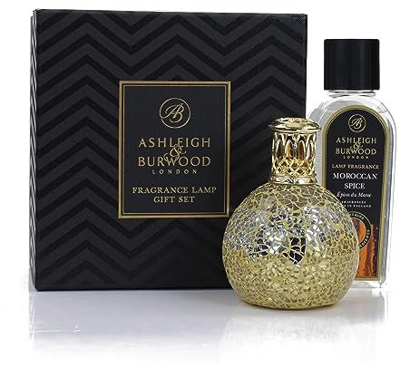 ASHLEIGH & BURWOOD - Gift Set Fragrance Lamp with Moroccan Spice Scent 250ml - Home Fragrance - Ornamental Design - Handcrafted Mosaic - Sandalwood, Nutmeg & Orange (Includes Little Treasure Lamp)