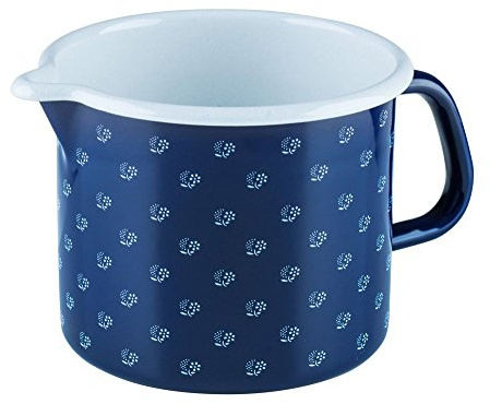 Riess, 0041-074, Schnabeltopf ø 14cm, DIRNDLBLAU, Blau, Emaille, Vol. (rec.): 1,7 Liter, Made in Österreich, LBH: 21,6x15,5x12,5cm, 0,550kg, Kanne mit Henkel, Deckel, Induktionskocher kompatibel