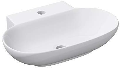 Mai & Mai Waschbecken Aufsatzwaschbecken Hängewaschbecken Brüssel899 BTH: 56x39x13cm Weiß aus Keramik inkl. Nano-Beschichtung