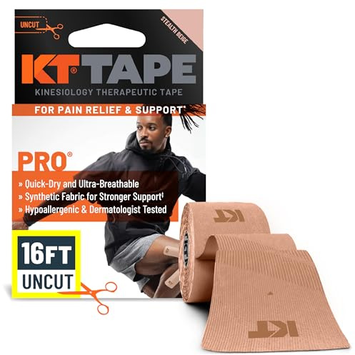 KT Tape Unisex-Erwachsene Pro Kinesiologie, synthetisch, therapeutisches Sport-Tape, 4,6 m, ungeschnittene Rolle, Stealth Beige