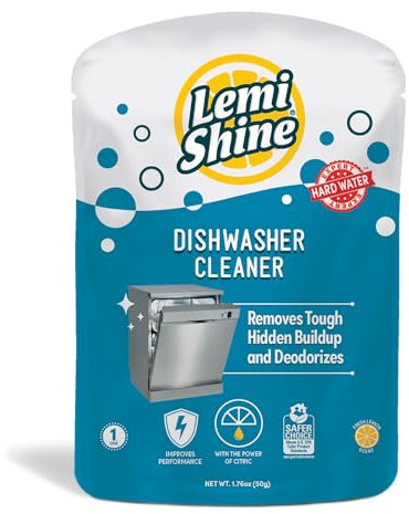 Lemi Shine Nettoyant naturel pour lave-vaisselle – Nettoyant et désodorisant pour lave-vaisselle alimenté par l'acide citrique et un parfum naturel de citron frais (1 pièce)