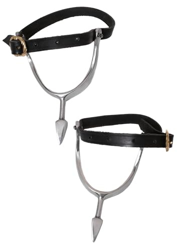 Battle-Merchant Hochmittelalterliche Sporen aus Stahl, Paar | Authentisches Mittelalter Accessoire für Reenactment, LARP & Mittelalterfans