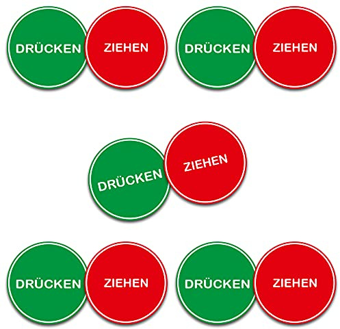 Tür Aufkleber Türschild Warnschild Sticker ZIEHEN und DRÜCKEN Ø6cm Folie R003 (5 Stück)