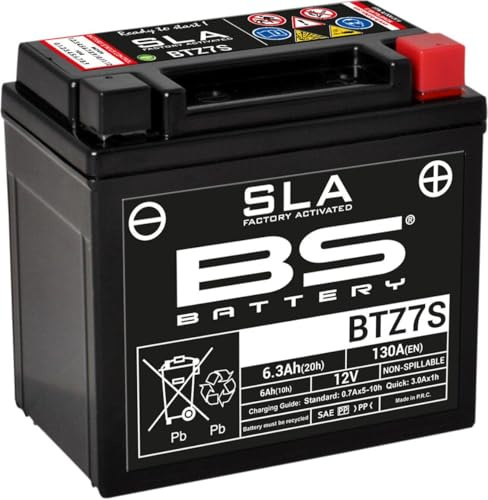 BS Battery 300635 BTZ7S AGM SLA Motorrad Batterie, Schwarz