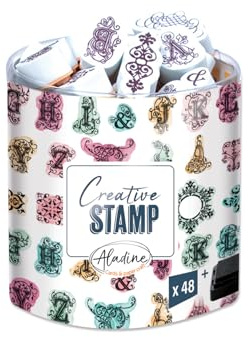 Aladine - Stampo Scrap Arabesque – Stempel-Set für kreative Karten – Scrap, DIY, Basteln – Stempelset zum Mitnehmen + schwarzes Stempelkissen inklusive – Motiv Arabesken