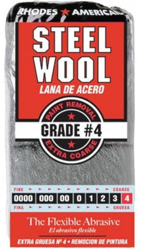 Homax 033873211167 Stahl Wolle, 12 Pad, extra grob Grade # 4, Rhodes American, Heavy Duty Stahl Wolle