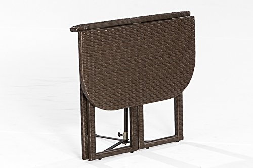 gartenmoebel-einkauf Balkon - Klapptisch Graz 90x50cm, Stahlgestell + Polyrattan Geflecht braun
