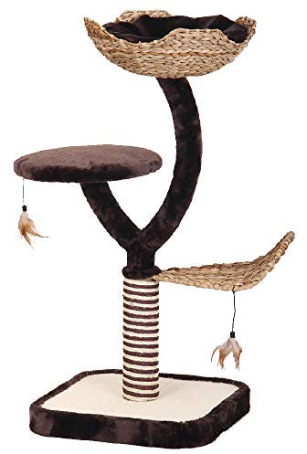 Croci Natural Magnolia - Kratzbaum für ausgewachsene Katzen, aus natürlichen Materialien, mit Sitzen, Kissen, kratzbaren Teilen, 45x45x99 cm