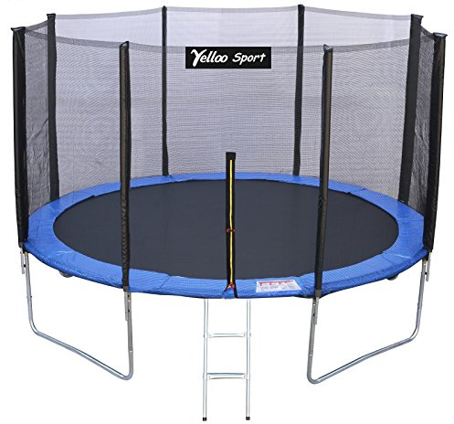 Yelloosport Trampolino Elastico Diametro 305 cm Blu Trampolino Elastico da Giardino Trampolino Elastico Bambino Certificato CE TUV GS Tappeto da Giardino per Bambini e Adulti