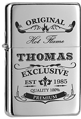 polar-effekt Accendino effetto cromato con incisione – Accendino a benzina personalizzato con nome – Regalo di compleanno per uomini – Motivo esclusivo originale