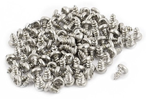 uxcell 100pcs M2 X 4mm Stainless Steel Phillips Pan Round Head Self Tapping Screws