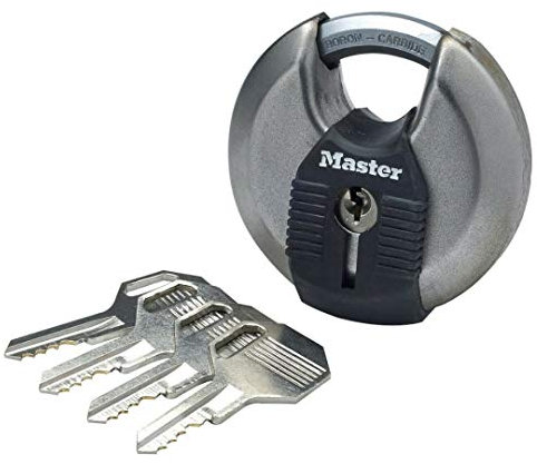 Master Lock LKM40 Vorhängeschlösser mit Schlüssel, Schwarz, Edelstahl, Small