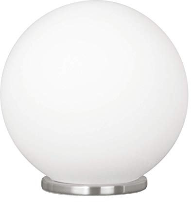 EGLO Tischlampe Rondo, 1 flammige Tischleuchte, Nachttischlampe aus Glas, Farbe: Weiß, Glas: Opal matt weiß, Fassung: E27, inkl. Schalter