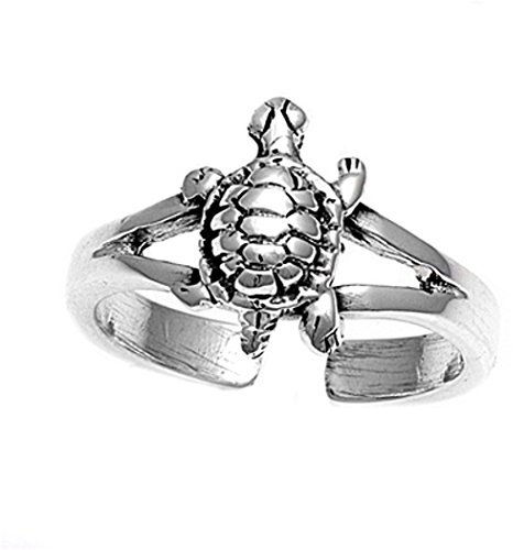 Zehenring aus 925 Sterling Silber als Fußschmuck für Damen, Herren und Mädchen, Größenverstellbar, Schildkröte 1