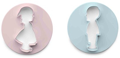 IBILI Cookie Cutter Set Boy & Girl 2 Pieces of Plastic, Pink/Light Blue, 2 x 10 x 10 cm