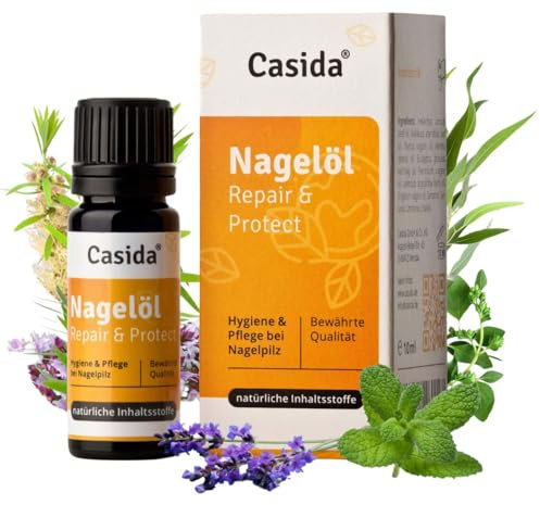 Casida Nagelöl Repair & Protect – Pflegeöl für beanspruchte Nägel – stärkt & regeneriert Finger- & Fußnägel – pflanzlich, ohne chemische Zusätze – mit Teebaumöl & Oregano Öl – Made in Germany- 10ml