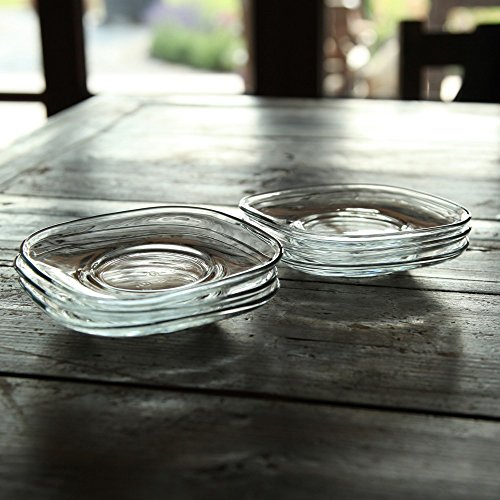 LAV - Eckige Glas-Untersetzer ZEN, 6 Stück, 12,5 x 12,5 cm, Modern, Klar, Wiederverwendbar, Spülmaschinenfest, Mikrowellenfest, für Teegläser, Becher, Tassen, Gastronomie