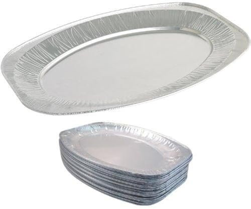 10 x 17 Oval Silver Embossed Foil Food Platter / Tray / Dish (43cm)