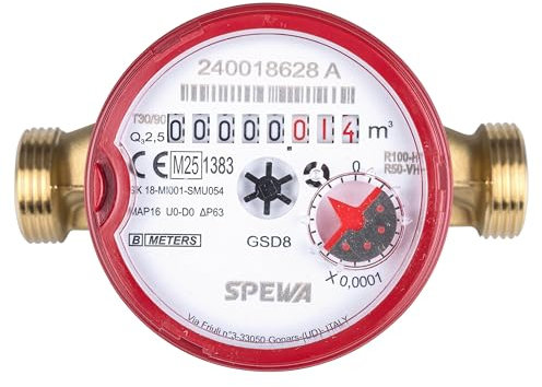 SPEWA Wasserzähler Q = 2,5 (alt QN 1,5) Warmwasser, BL 110 mm 3/4 Zoll Beste Messgenauigkeit geeicht 2025