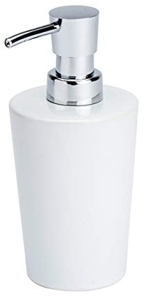 WENKO Keramik Seifenspender Coni Weiß - Flüssigseifen-Spender, Spülmittel-Spender Fassungsvermögen: 0.3 l, Keramik, 9.2 x 16.4 x 7.8 cm, Weiß