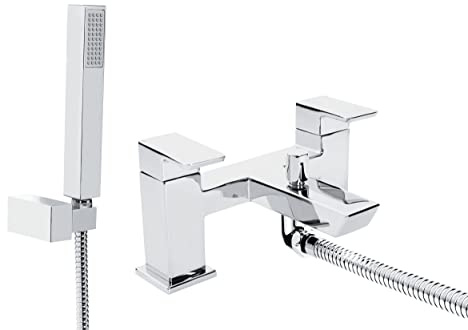 Bristan Cobalt Bath Shower Mixer with Wall-Mounted Single Function Handset, Shower and Bath Taps, Chrome - COB BSM C