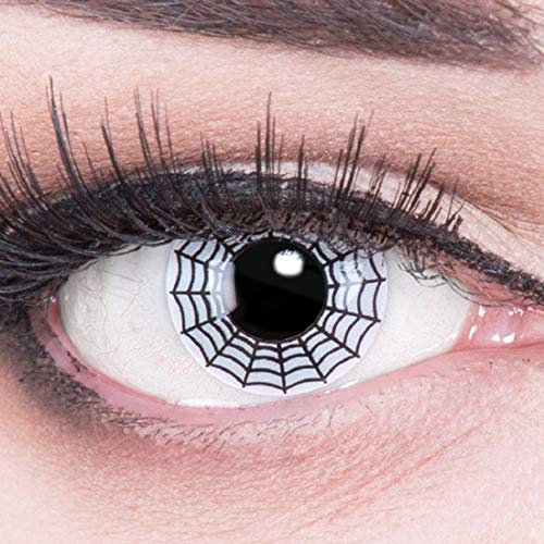 funnylens 1 par de colores Weisse Negra Crazy FUN araña Spider Año Contacto lente + 4 sangre kapseln. Perfección a Halloween, carnaval, o fasnacht con Gratis Contacto lente recipiente sin grosor.
