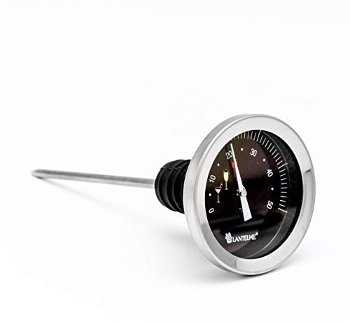 Lantelme Weinthermometer aus Edelstahl für Weinflaschen mit Flaschenverschluss | Analog Thermometer Weintemperaturmessung für Wein Sekt Cocktails | Spülmaschinengeeignet, Geschenkidee für Genießer