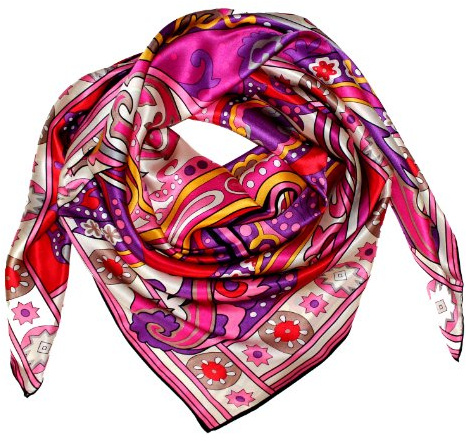 LORENZO CANA Foulard pour la femme – écharpe à la mode de 100% soie pour le printemps et l´été avec les mesures de 110 x 110 cm – soyeux, élégant et très coloré – une sensation de luxe