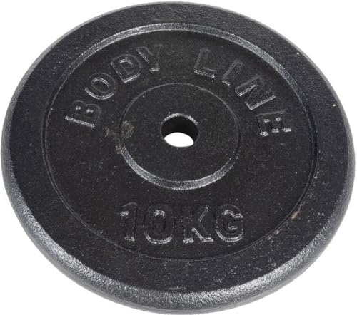Bodyline Disco in ghisa 10 kg per allenamento con bilanciere, manubrio e sollevamento pesi - diametro 25 mm - per palestra, fitness, allenamento a casa