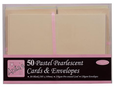 Anita's biglietti A6 con buste,colori pastello perlescenti,confezione da 50, 148 X 105 mm