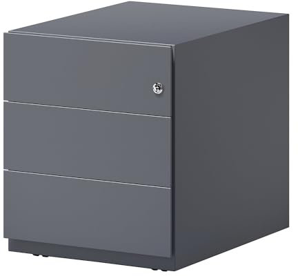 BISLEY | Rollcontainer Note™ | mit 3 Universalschubladen | HxBxT 495 x 420 x 565 mm | mit Griffleiste | anthrazitgrau