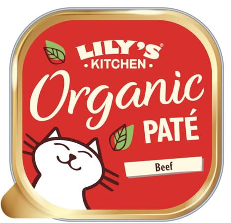 Lily’s Kitchen Aus Natürlichen Zutaten hergestellt Feine Bio-Pastete Rindfleisch Ausgewachsen Nassfutter für Katzen 85 g Schale