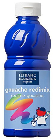 Lefranc Bourgeois 188140 flüssige Tempera Redimix Farbe, leuchtende Gouachefarbe auf Wasserbasis, hohe Deckkraft, hervorragenden Maleigenschaften, gebrauchsfertig, 500ml Flasche - Kobaltblau