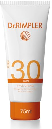 Dr. RIMPLER SUN Face Cream SPF 30, 75 ml - Sonnencreme für Gesicht und Hals - schützt die Haut eﬀektiv vor UVA- und UVB-Strahlung - pflegt vegan und parabenfrei mit wertvollen Ölen