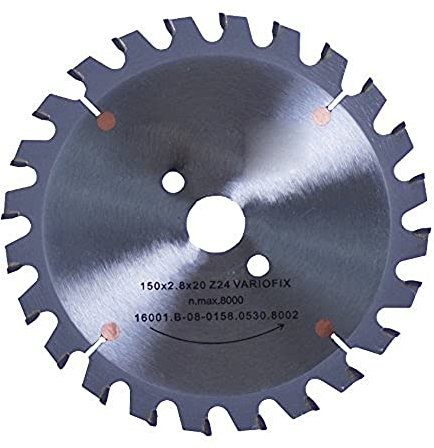 Connex COM361503 Hand-/Tischkreissägeblatt, hartmetallbestückt, Varioline-Präzisionsausführung, 150 x 20/16/13 mm, 24 Zähne