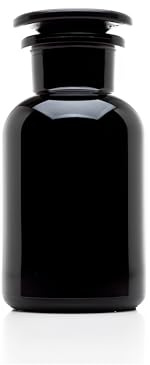 Infinity Jars 250 ML (8.4 Fl oz) Black Ultraviolet Blocking Glass Apothecary Jar Airtight Smell‑Proof Refillable Container for Herbs, Spices, Tea & Essential Oils