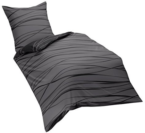 Kaeppel Wendebettwäsche Mako-Satin dunkelgrau Größe 1x 155x220 cm + 1x 80x80 cm