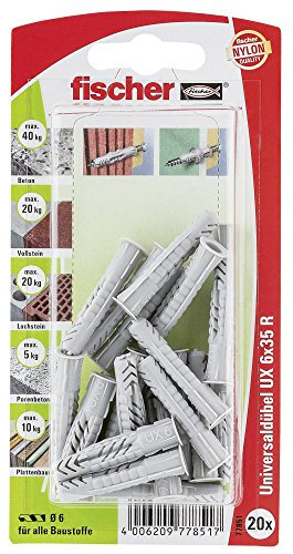 Fischer Universaldübel UX RK SBKarte, 20 Stück, 6 x 35 mm, 77851