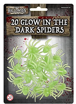 HENBRANDT Glow in the Dark Spiders 20pcs Spider Party Pack Halloween Insects Trick or Treat Party Favours Loot Bag Fillers Novelty Gag Gift Scary Pranks Halloween Decorations