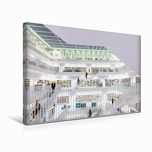 Premium Textil-Leinwand 45 x 30 cm Quer-Format Stadtbibliothek Stuttgart | Wandbild, HD-Bild auf Keilrahmen, Fertigbild auf hochwertigem Vlies, Leinwanddruck von Marcus Bayer Photography