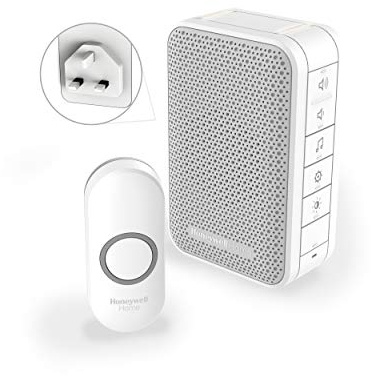 Honeywell Home DC313NBS Series 3 Wireless Plug-In LED Doorbell Chime with Push Button (White)
